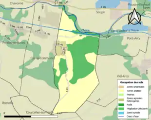 Carte en couleurs présentant l'occupation des sols.