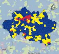Candidat arrivé en tête au 1er&nbsp;tour par commune.  Emmanuel MacronMarine Le PenJean-Luc MélenchonÉric ZemmourDeux à égalité