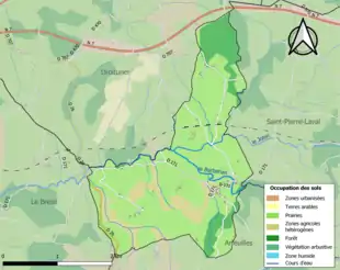 Carte en couleurs présentant l'occupation des sols.