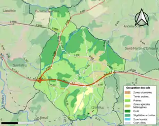 Carte en couleurs présentant l'occupation des sols.