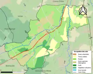 Carte en couleurs présentant l'occupation des sols.