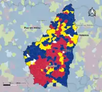 Candidat arrivé en tête au 1er&nbsp;tour par commune.  Emmanuel MacronMarine Le PenJean-Luc MélenchonÉric ZemmourDeux à égalité