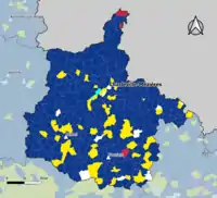 Candidat arrivé en tête au 1er&nbsp;tour par commune.  Emmanuel MacronMarine Le PenJean-Luc MélenchonJean LasalleDeux à égalité