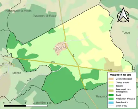Carte en couleurs présentant l'occupation des sols.