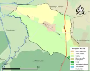 Carte en couleurs présentant l'occupation des sols.
