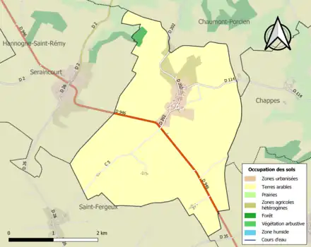 Carte en couleurs présentant l'occupation des sols.