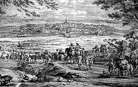 Gravure de la ville en 1685 d'après Adam François van der Meulen.