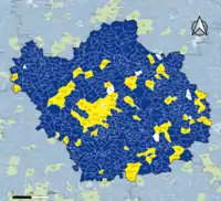 Candidat arrivé en tête au 2d&nbsp;tour par commune.  Emmanuel MacronMarine Le PenÉgalité