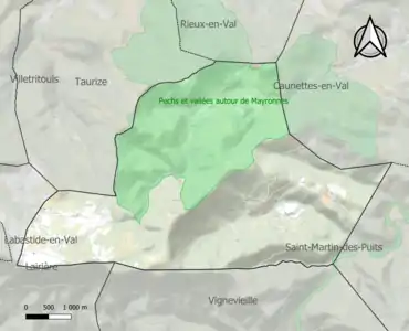 Carte de la ZNIEFF de type 1 sur la commune.