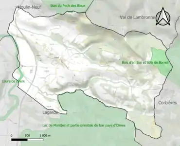Carte des ZNIEFF de type 1 sur la commune.