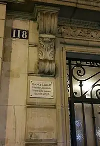 118_avenue_du_Général-Leclerc,_Paris,_plaque_France_Clidat