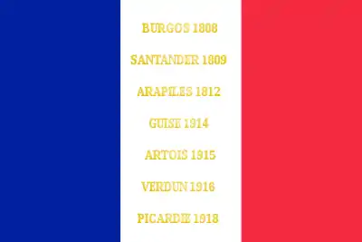 Drapeau du 119e&nbsp;régiment d'infanterie de l'armée française, avec ses batailles.