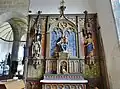 Église Saint-Gilles d'Elliant : autel de la Vierge (autel latéral) et son retable.