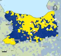 Candidat arrivé en tête au 1er&nbsp;tour par commune.  Emmanuel MacronMarine Le PenJean-Luc MélenchonDeux à égalité