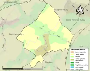 Carte en couleurs présentant l'occupation des sols.