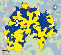 Candidat arrivé en tête au 1er&nbsp;tour par commune.  Emmanuel MacronMarine Le PenJean-Luc MélenchonValérie PécresseDeux à égalité