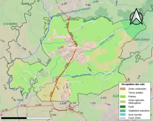 Carte en couleurs présentant l'occupation des sols.