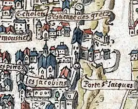 Les Jacobins sur le plan de la Tapisserie (1540).