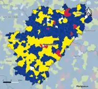 Candidat arrivé en tête au 1er&nbsp;tour par commune.  Emmanuel MacronMarine Le PenJean-Luc MélenchonDeux à égalité
