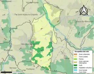 Carte en couleurs présentant l'occupation des sols.