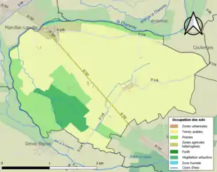 Carte en couleurs présentant l'occupation des sols.