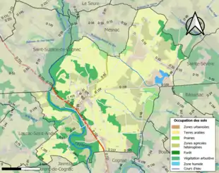Carte en couleurs présentant l'occupation des sols.