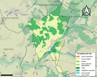 Carte en couleurs présentant l'occupation des sols.