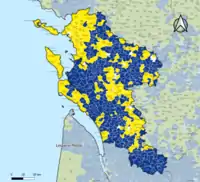 Candidat arrivé en tête au 2d&nbsp;tour par commune.  Emmanuel MacronMarine Le PenÉgalité