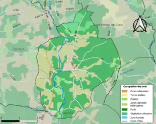 Carte en couleurs présentant l'occupation des sols.