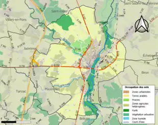 Carte en couleurs présentant l'occupation des sols.