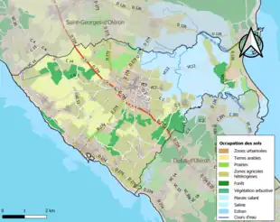Carte en couleurs présentant l'occupation des sols.
