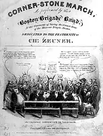 « Anti-Masonic Convention in Valdimor », affiche pour le Corner-Stone March, as Performed by the Boston Brigade Band&nbsp;(en), 1832