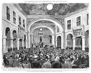Las fiestas del XV centenario de San Agustín, Alcázar, illustration de 1887 pour la revue La Ilustración Española y Americana.