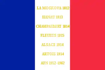 Drapeau du 18e régiment de dragons de l'armée française, avec ses batailles.