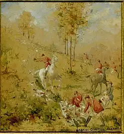 Chasse à courre, projet de fresque.