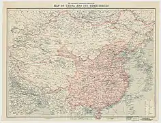 1912. Carte de la Chine et de ses territoires, National Geographic Magazine.