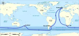 Parcours officiel de la Whitbread 1981-1982.