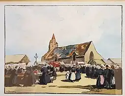 Jour de marché sur la place de l'église