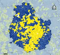Candidat arrivé en tête au 2d&nbsp;tour par commune.  Emmanuel MacronMarine Le PenÉgalité