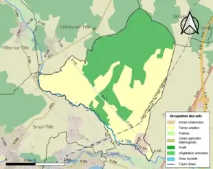 Carte en couleurs présentant l'occupation des sols.