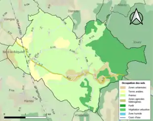 Carte en couleurs présentant l'occupation des sols.