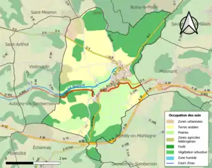 Carte en couleurs présentant l'occupation des sols.