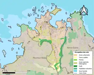 Carte en couleurs présentant l'occupation des sols.