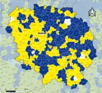 Candidat arrivé en tête au 2d&nbsp;tour par commune.  Emmanuel MacronMarine Le PenÉgalité