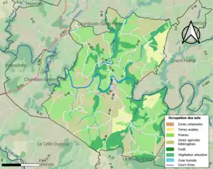 Carte en couleurs présentant l'occupation des sols.