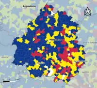 Candidat arrivé en tête au 1er&nbsp;tour par commune.  Emmanuel MacronMarine Le PenJean-Luc MélenchonDeux à égalité