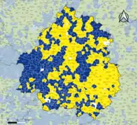 Candidat arrivé en tête au 2d&nbsp;tour par commune.  Emmanuel MacronMarine Le PenÉgalité