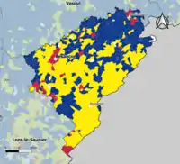 Candidat arrivé en tête au 1er&nbsp;tour par commune.  Emmanuel MacronMarine Le PenJean-Luc MélenchonValérie PécresseDeux à égalité