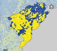 Candidat arrivé en tête au 2d&nbsp;tour par commune.  Emmanuel MacronMarine Le PenÉgalité
