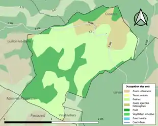 Carte en couleurs présentant l'occupation des sols.